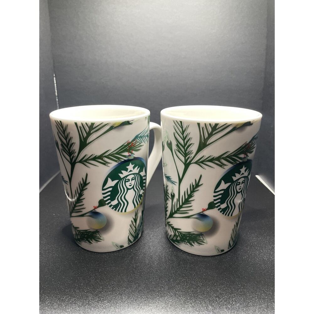 Starbucks‎ 2020 Christmas Coffee Cups Mugs Set of 2 Pine Branches w/Lights 11 oz